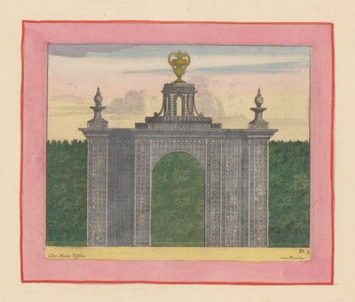 Lattice Gate with a Garden Vase Above in the Gardens of Versailles by Willem Swidde