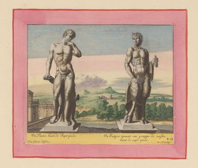 Statues of a Faun and a Satyr with a Bunch of Grapes by Willem Swidde