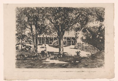 Horse Stables Behind Trees in Java by Willem Arnoldus Witsen