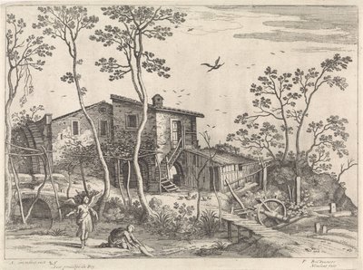 Landscape with Tobias and the Angel, Italian Landscapes (series title) by Willem van Nieulandt (II)