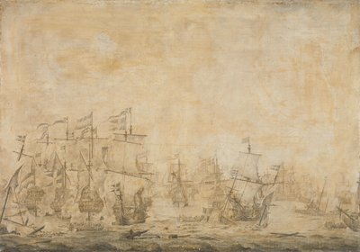 Battle between the Dutch and Swedish Fleets by Willem van de the Elder Velde