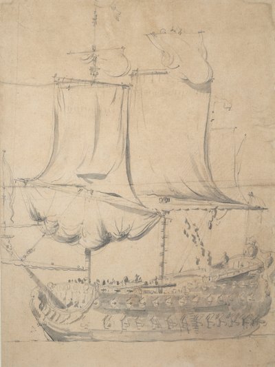 Portrait of an English third-rate, c.1685 by Willem van de the Elder Velde