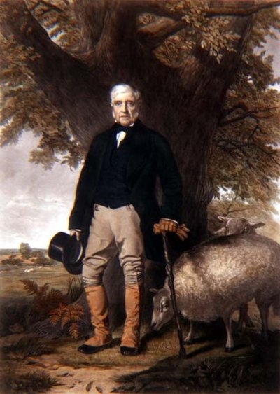 Portrait of Samuel Wiley with Prize Sheep, Engraved by J. Andrews by William (after) Hay