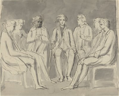 Group of Men Seated in a Circle (recto) by William Blake
