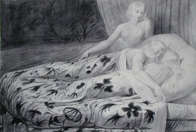 Har and Heva Asleep with Mnetha Guarding Them, illustration from 