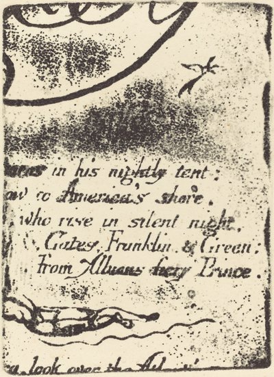 Restrike from fragment of cancelled plate for "A Prophecy" by William Blake