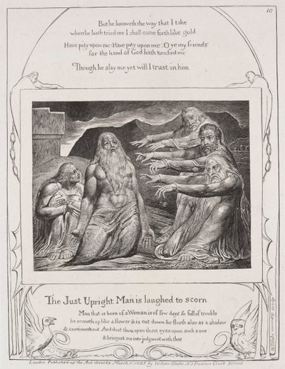 The Book of Job: Pl. 10, The just upright man is laughed to scorn by William Blake