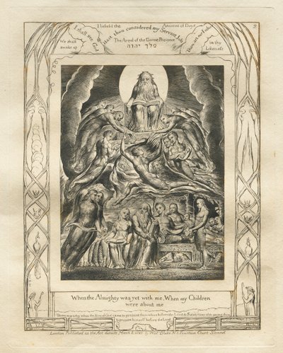 The Book of Job: Pl. 2, When the Almighty was yet with me, When my Children were about me by William Blake