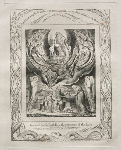 The Book of Job: Pl. 5, Then went Satan forth from the presence of the Lord by William Blake