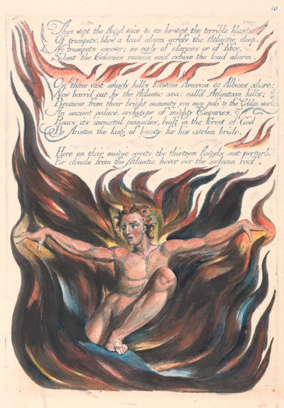 Thus wept the Angel voice & as he wept the terrible blasts... (Plate 12) by William Blake
