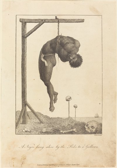 A Negro Hung Alive by the Ribs to a Gallows by William Blake after John Gabriel Stedman