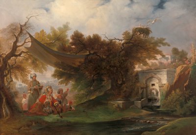Indian Landscape with Figures Near a Stream by William Daniell
