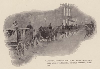 At Night, in the Season, It Is a Sight to See the Long Line of Carriages, Orderly Arrayed, Waiting by William Douglas Almond
