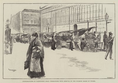 Costermongers in Farringdon Road, threatened with Removal by the Holborn Board of Works by William Douglas Almond