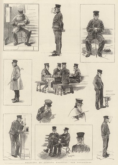 Sketches at Chelsea Hospital, Old Pensioners by William Douglas Almond