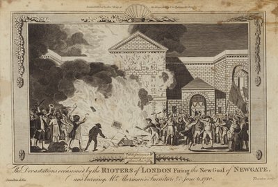 The devastations occasioned by the rioters of London firing the new gaol of Newgate by William Hamilton