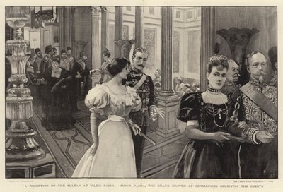 A Reception by the Sultan at Yildiz Kiosk, Munir Pasha, the Grand Master of Ceremonies, Receiving the Guests by William Hatherell