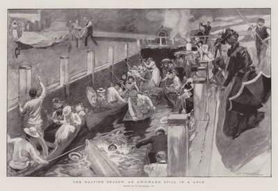 The Boating Season, an Awkward Spill in a Lock by William Hatherell