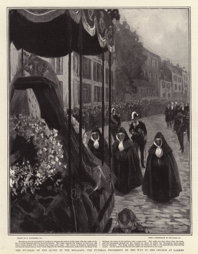 The Funeral of the Queen of the Belgians, the Funeral Procession on the Way to the Church at Laeken by William Hatherell