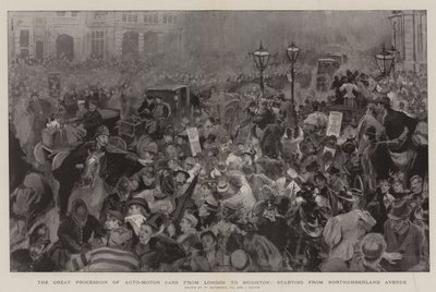 The Great Procession of Auto-Motor Cars from London to Brighton, starting from Northumberland Avenue by William Hatherell