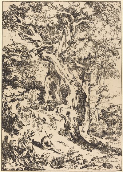 Study of Trees and Shrubs with Seated Figure by William Havell