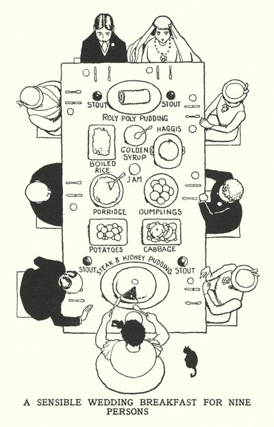 A Sensible Wedding Breakfast for Nine Persons by William Heath Robinson