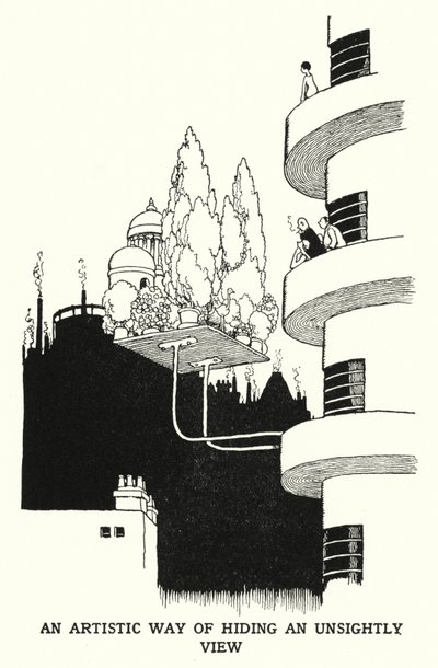 An Artistic Way of Hiding an Unsightly View by William Heath Robinson