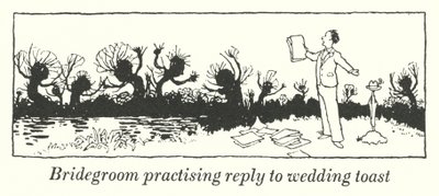 Bridegroom practising reply to wedding toast by William Heath Robinson