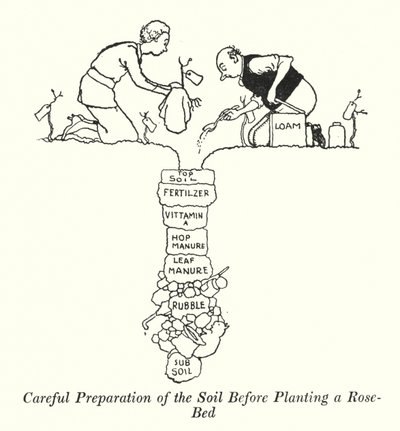Careful Preparation of the Soil Before Planting a Rose-Bed by William Heath Robinson