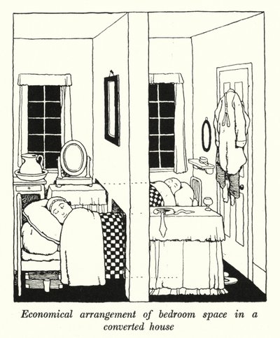Economical Arrangement of Bedroom Space in a Converted House by William Heath Robinson