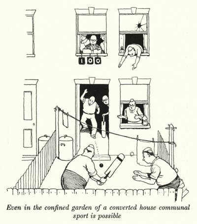 Even in the Confined Garden of a Converted House Communal Sport is Possible by William Heath Robinson