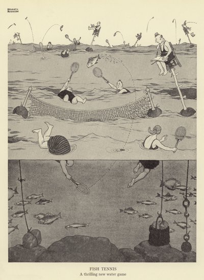 Fish Tennis, a thrilling new water game by William Heath Robinson