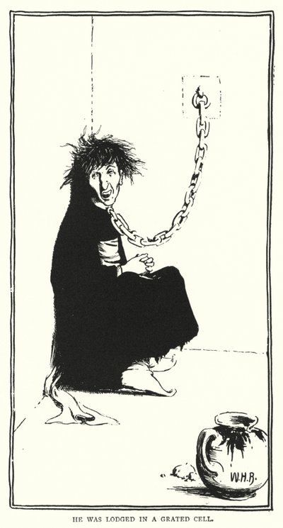 He was lodged in a grated cell by William Heath Robinson