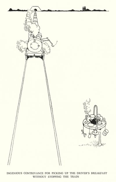 Illustration for Railway Ribaldry by W Heath Robinson by William Heath Robinson