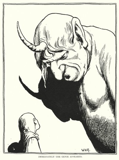 Immediately the genie appeared (engraving) by William Heath Robinson