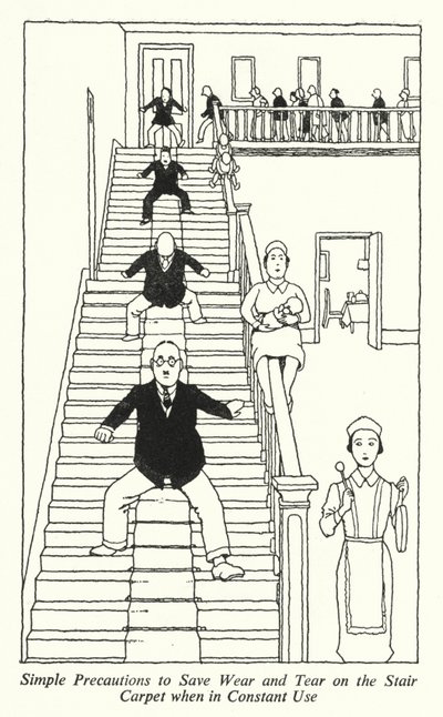 Simple Precautions to Save Wear and Tear on the Stair Carpet by William Heath Robinson