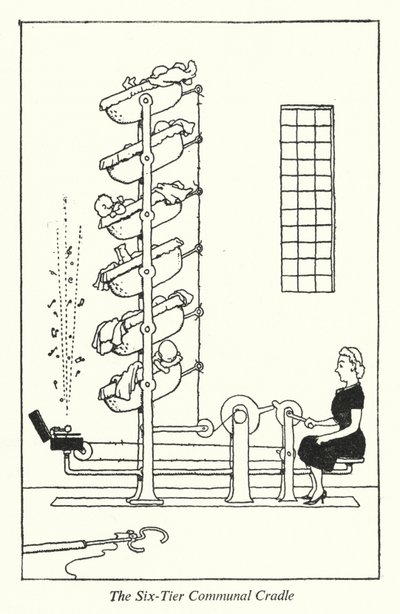 The Six-Tier Communal Cradle by William Heath Robinson