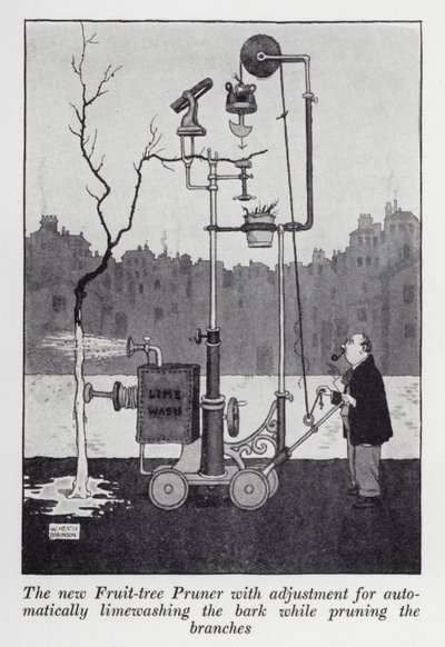 The New Fruit-Tree Pruner with Adjustment for Automatically Limewashing the Bark While Pruning the Branches by William Heath Robinson