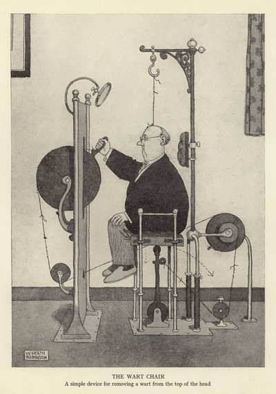 The wart chair, a simple device for removing a wart from the top of the head by William Heath Robinson