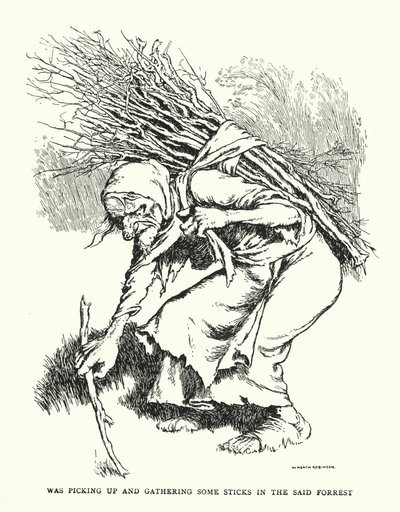 Was picking up and gathering some sticks in the said forest by William Heath Robinson