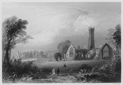 Augustinian Abbey, Adare, with the Castle of the Fitzgeralds and the Francescan Abbey by William Henry (after) Bartlett
