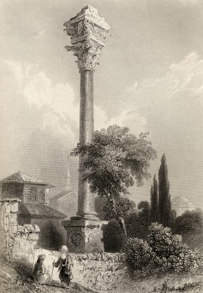 Column of Marcian, Istanbul, Turkey, Engraved by H. Adlard by William Henry Bartlett