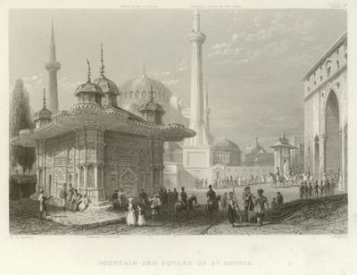 Fountain and Square of St Sophia, Constantinople by William Henry Bartlett
