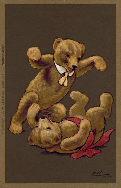 Boy and Girl Teddy Bears Playing by William Henry Ellam