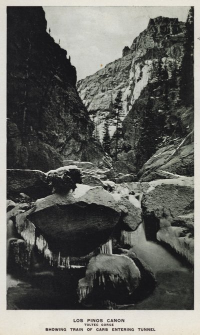 Canyons of Colorado: Los Pinos Canon, Toltec Gorge, Showing Train of Cars Entering Tunnel by William Henry Jackson