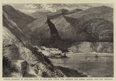 Serious Accident at Nice, the Point in the Road where the Carriage and Horses rolled over the Precipice by William Henry James Boot
