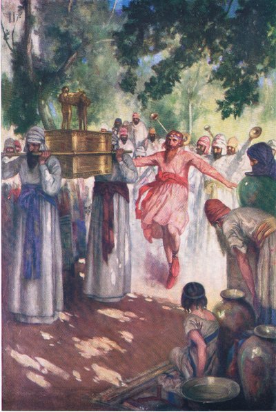 David brings the Ark to Jerusalem, from The Bible Picture Book published by Thomas Nelson, c.1950 by William Henry Margetson