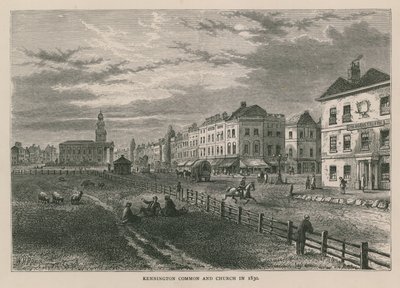 Kennington Common and Church in 1830 by William Henry Prior