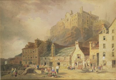 Edinburgh Castle from the Grass Market, showing the Little West Port, c.1820 by William Henry Stothard