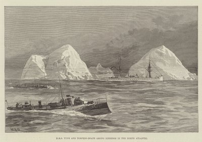 HMS Tyne and Torpedo-Boats among Icebergs in the North Atlantic by William Heysham Overend